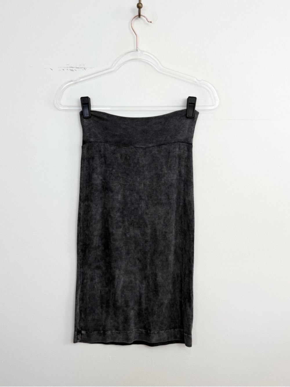 Enza Costa Ribbed Knit Midi Skirt Size 2 Gray Stretch Minimalist